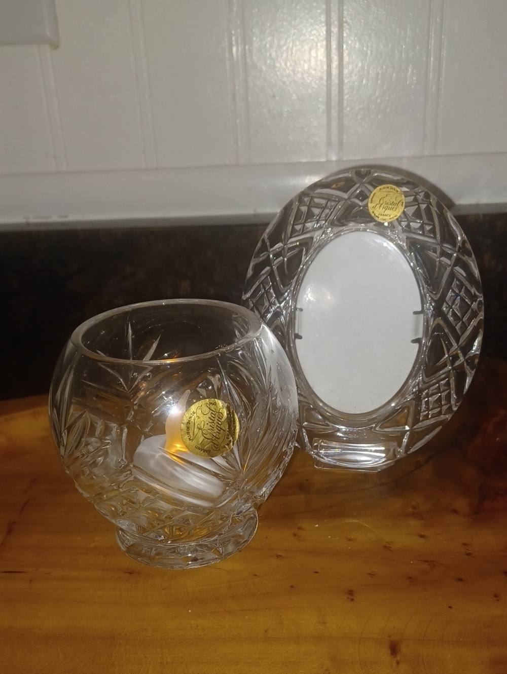 VTG Cristal d'Arques Bretagne Crystal Candle Holder & Free Match Frame